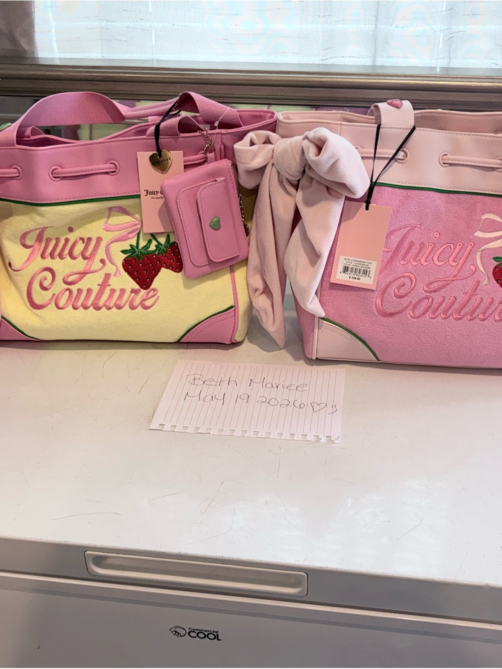 Juicy Couture Pink Strawberry Embroidered Tote Bag Duo